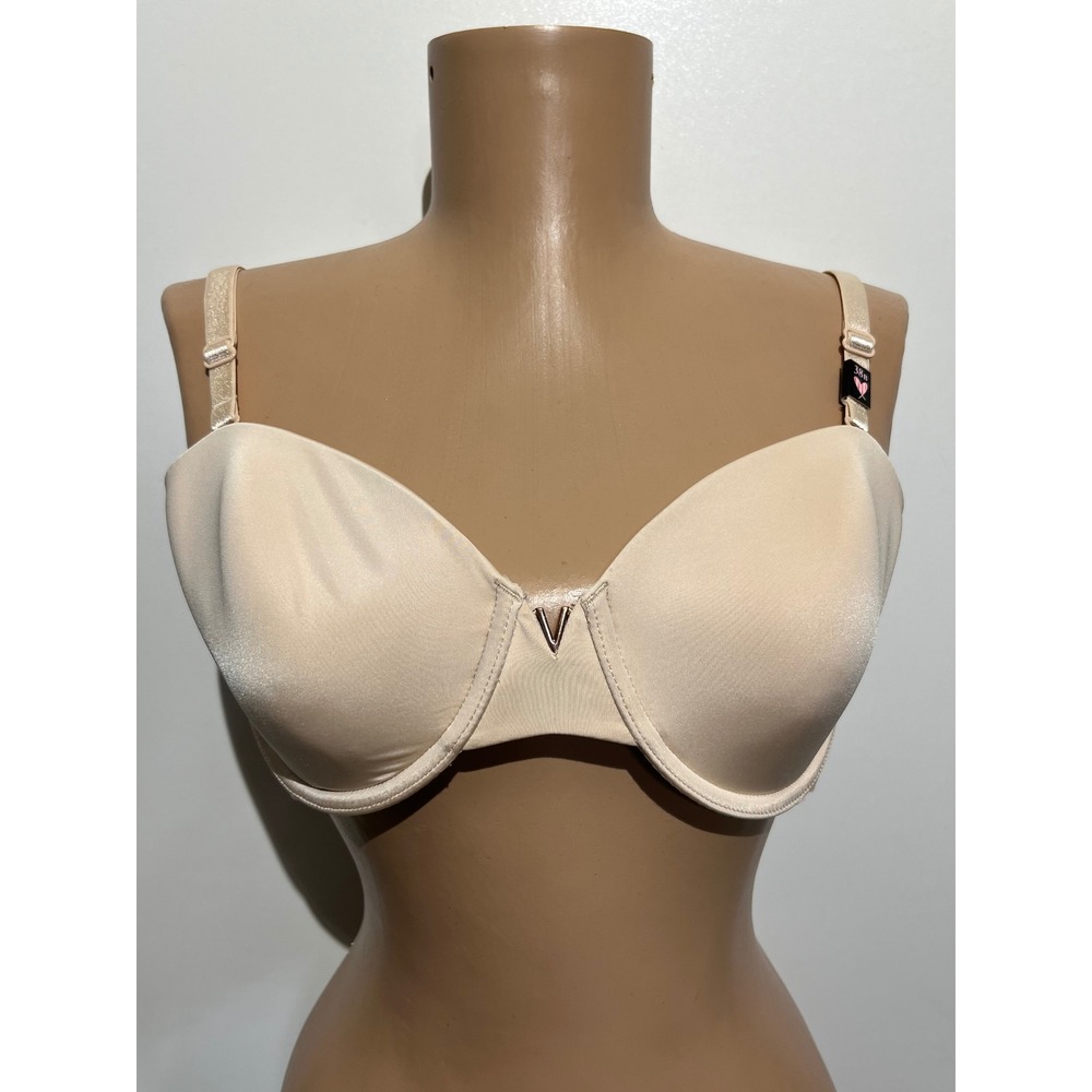 Victoria's Secret Lightly Lined Demi Bra 38B Beige Champagne V-Hardware NEW